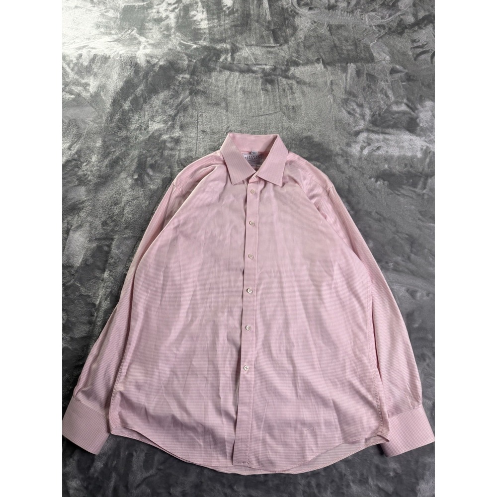 Charles Tyrwhitt Mens Tailored Fit Pink White Grid Check Dress Shirt 24.5 X 32